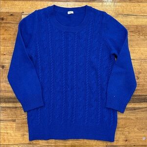 JCrew Blue Cable Knit Wool Sweater
